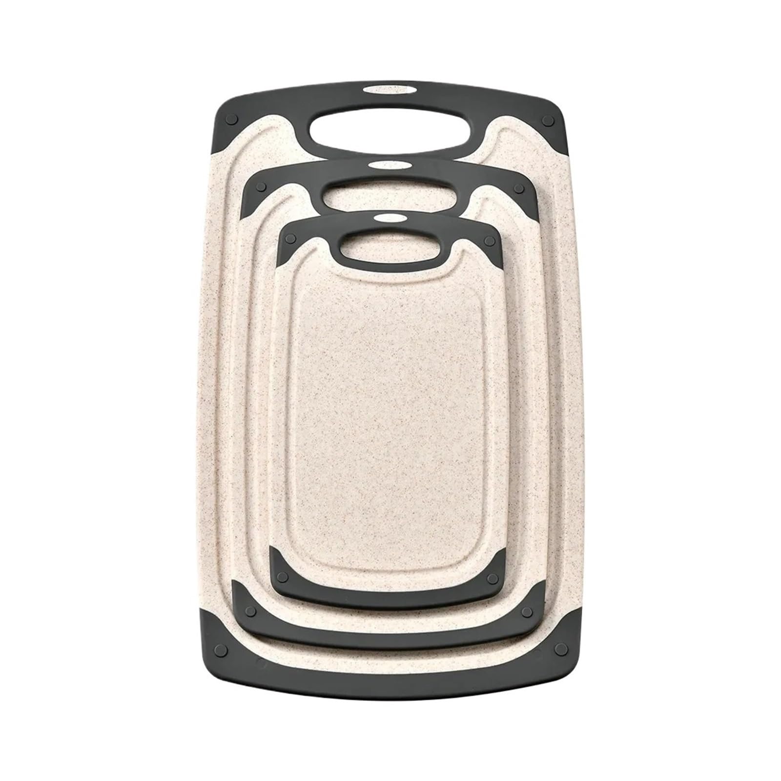 Generisch 3er-Set doppelseitige, quadratische Schneidebretter, Küchenhelfer, leicht zu reinigen, rutschfeste PP-Bretter, Kochzubehör(3Pcs Khaki)