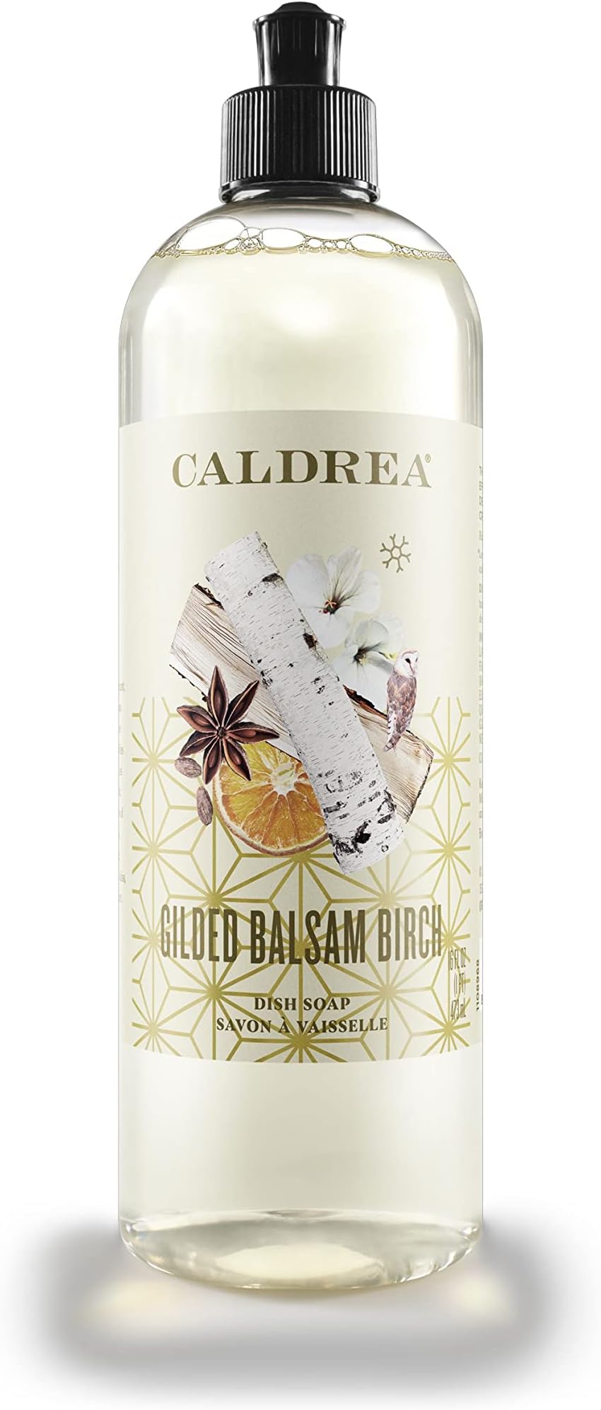 Caldrea Dish Soap, Biodegradable Dishwashing Liquid made with Soap Bark and Aloe Vera, Gilded Balsam Birch Scent, 16 oz