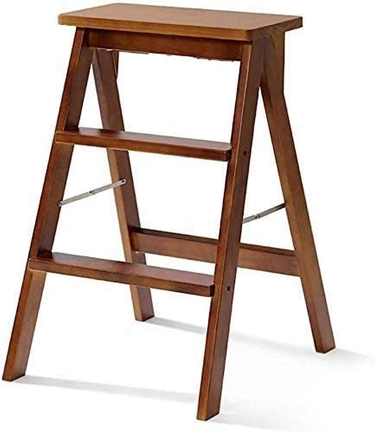 BGKASYHI Step stool Wooden Ladder Stool Household Solid Wood Step Stool 3 Steps Ladder Stool,Modern Portable Folding Stool Multifunction (Color : Honey Color)