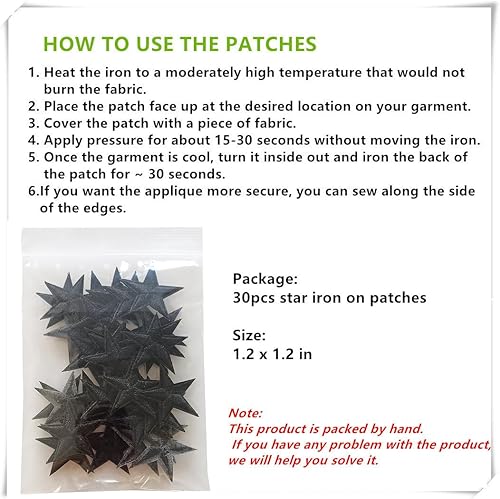 Miniatura 10 de Zlettery 5 parches para planchar con estrellas rojas, parches bordados para ropa, chaquetas, sombreros, mochilas, jeans (3.2 pulgadas)