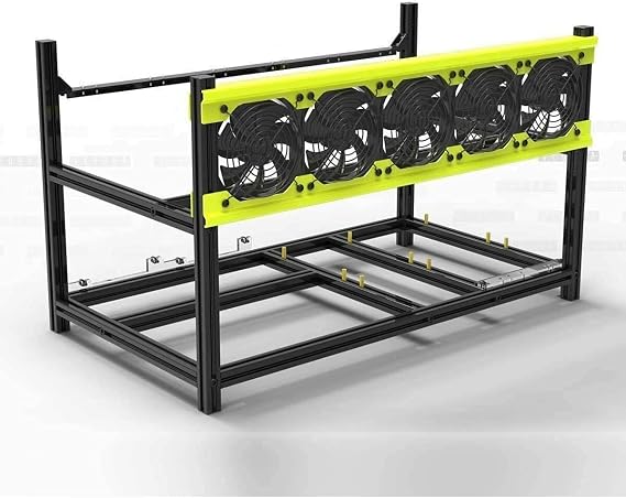 HLL Professional 68 GPU Miner Mining Case Aluminum Frame Mining Rig for ETH ZECBitcoin Crypto Coin Currency Mining Veddha (V3D-6GPU+5FANS)