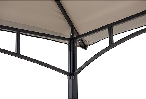 Miniatura 6 de Sunjoy Cenador de parrilla de 5 x 8 pies con techo de dosel de doble nivel, marco de acero negro para actividades al aire libre, patio, jardín y