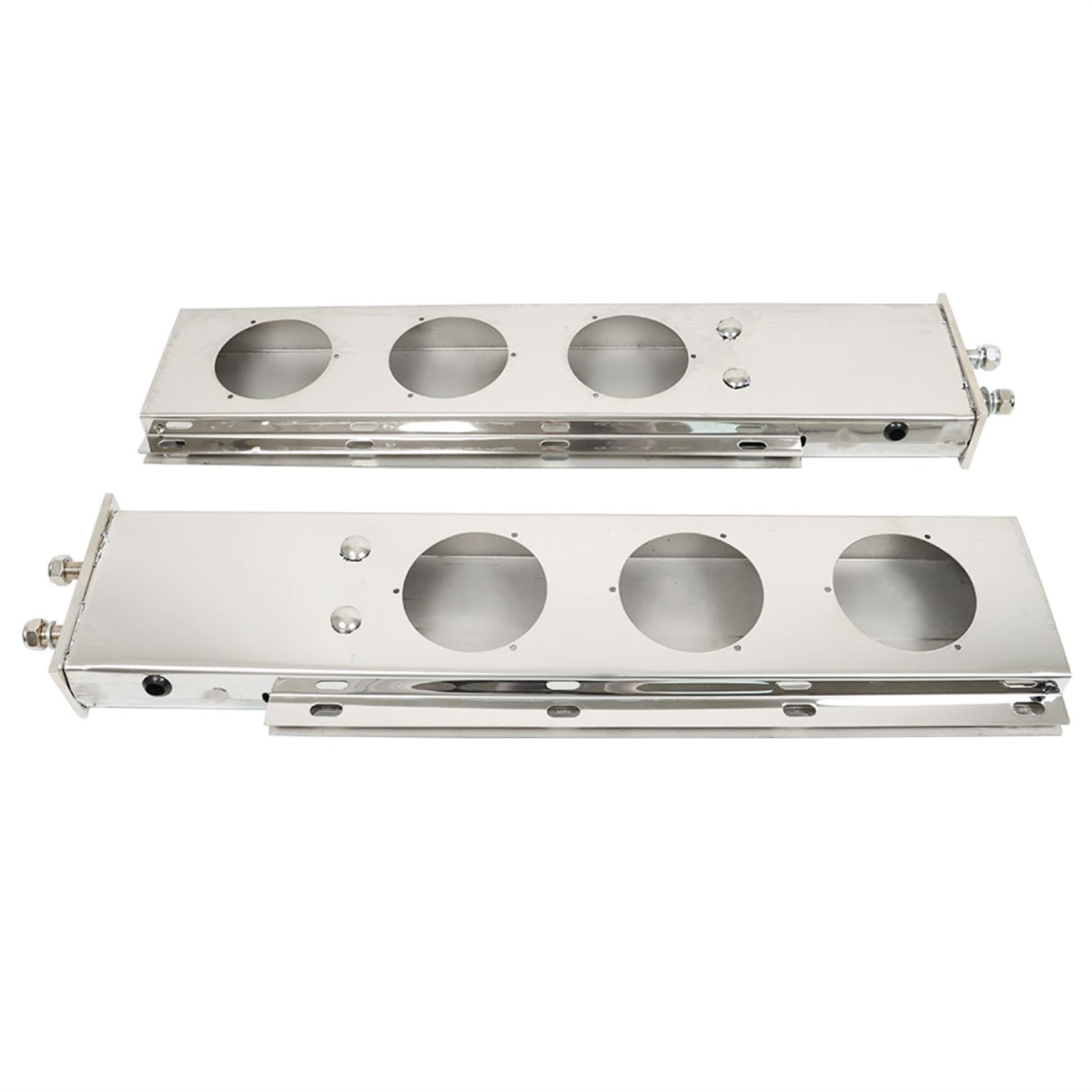 WFLNHB 1 Pair 30 Stainless Steel Mud Flap Hanger w/Light Cutouts Loaded 2 1/2 Pattern Replacement for Semi Trucks