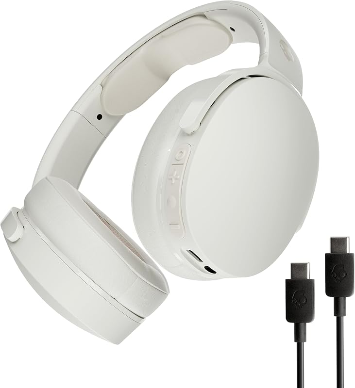 Hesh Evo Wireless Over-Ear Bluetooth Headphones with Extra USB-C Charging Cable, Noise Isolating, 36 Hours Battery, Foldable Lightweight Design, Microphone for iPhone Android - Bone