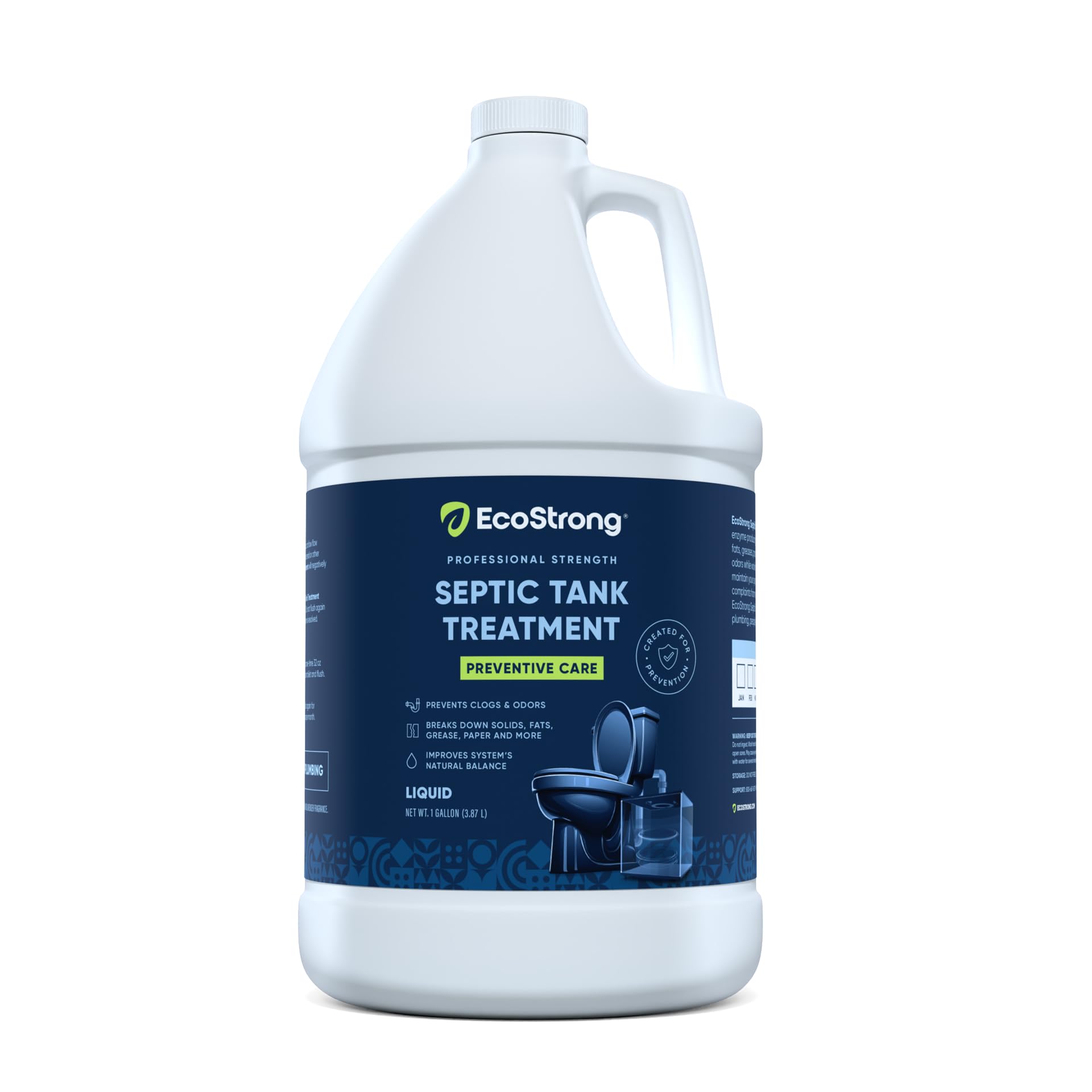 Septic Tank Treatment -1 Gallon Professional Grade Liquid | Live Bacteria & Enzyme Formula - Erase Septic Odor & Prevent Septic Backups