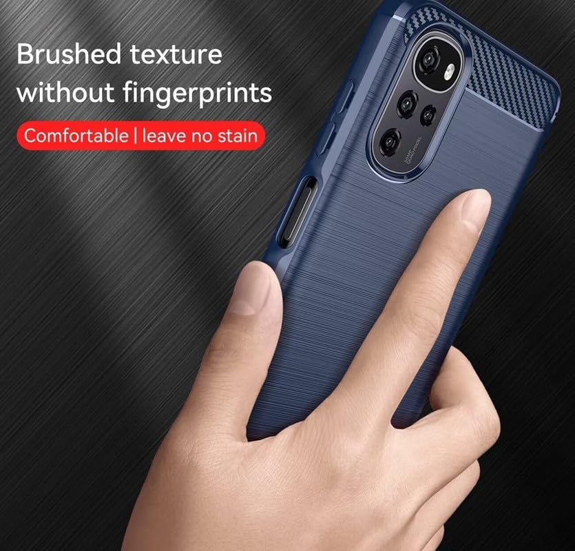 Image of NPRC Hybrid Ultra Slim Protective Case TPU Non-Slip Carbon Fiber Texture Shockproof Case Cover for Moto E22S - Blue
