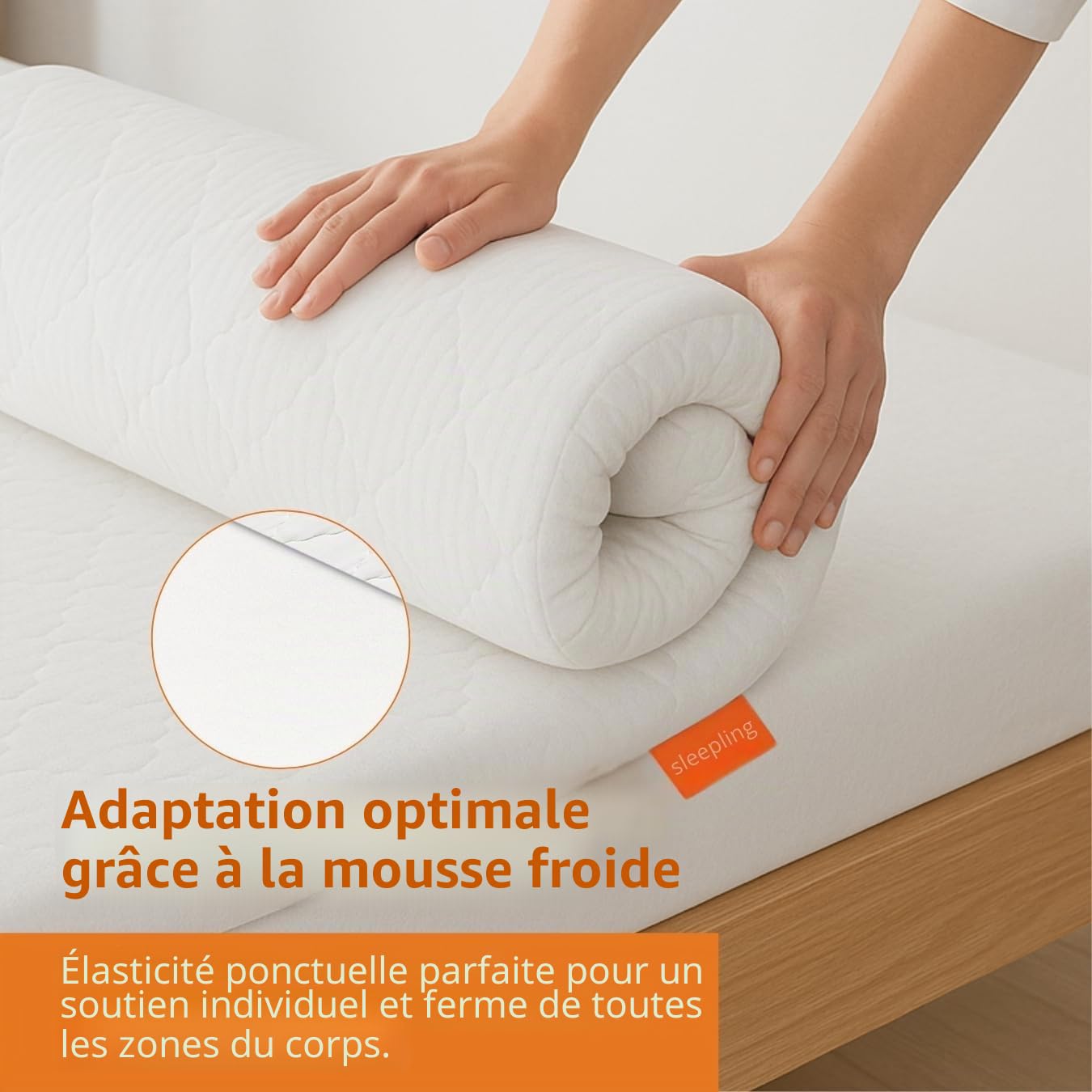 sleepling 194092 surmatelas Ferme en Mousse Froide | Fabriqué en UE | Oekotex 100 | Housse Amovible et Lavable | 80 x 200 x 6 cm, Blanc