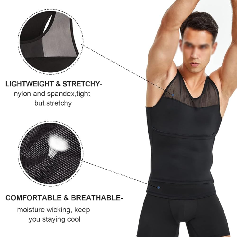 Herren Schlank Body Shaper Weste Bauch geformt Control Panel Kompression Tank Top(Schwarz-Groß