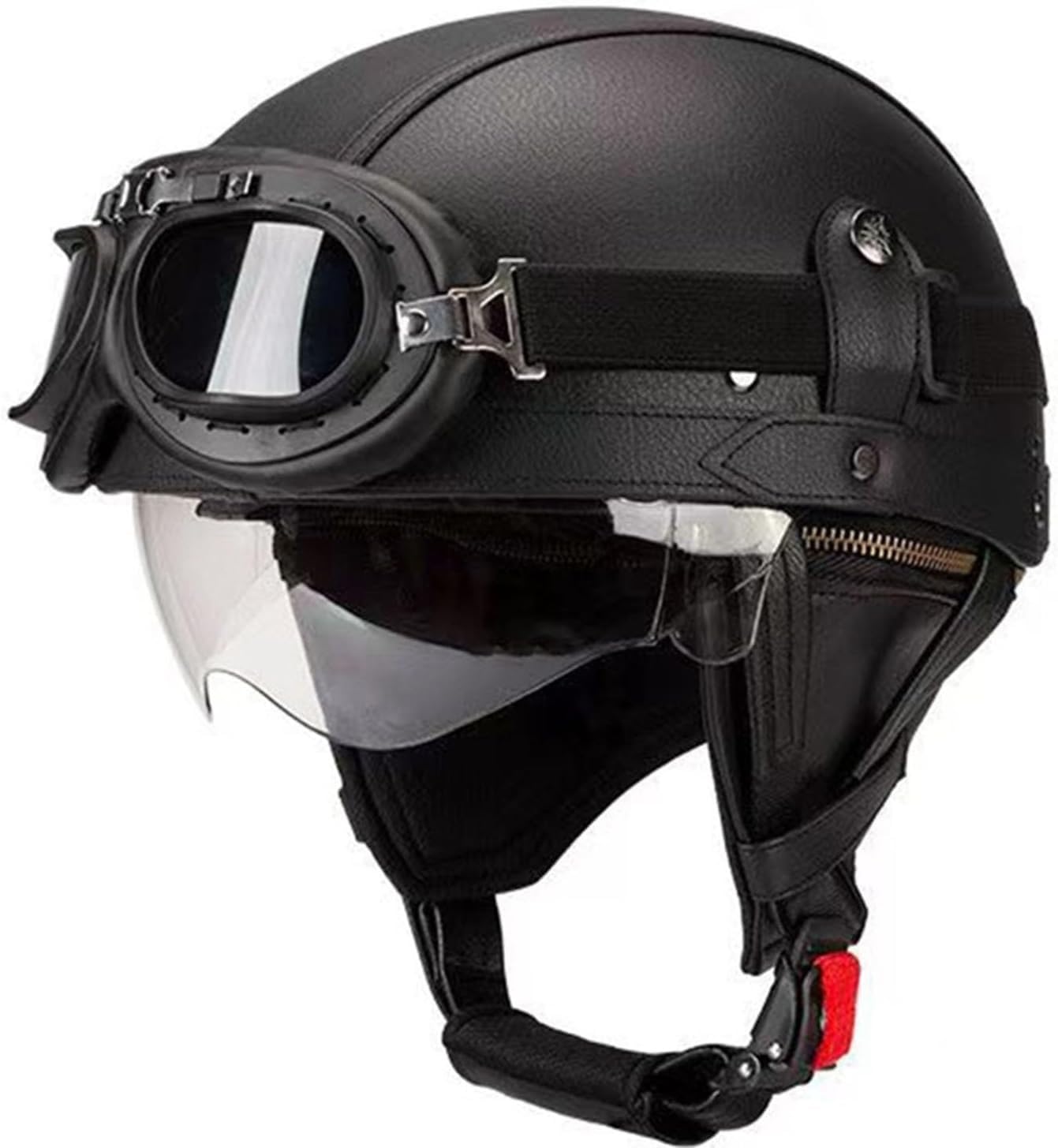 Casque De Moto Ouvert Casque De Moto Homme Femme Casque De Moto Demi-Casque avec Visière Et Lunettes De Protection Casque De Moto Jet Rétro Homologué Dot/ECE Dégagement Rapide