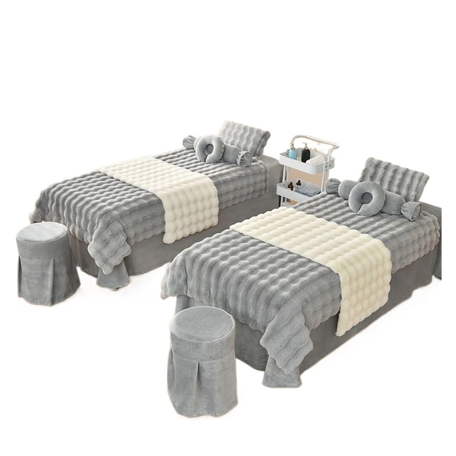 GCYEIDMA Beauty Salon Bed Cover Sets Soft Massage Spa Bedskirt Cover Beauty Salon 4pcs Bedding Sets(Bubble GRAY,190x70cm)