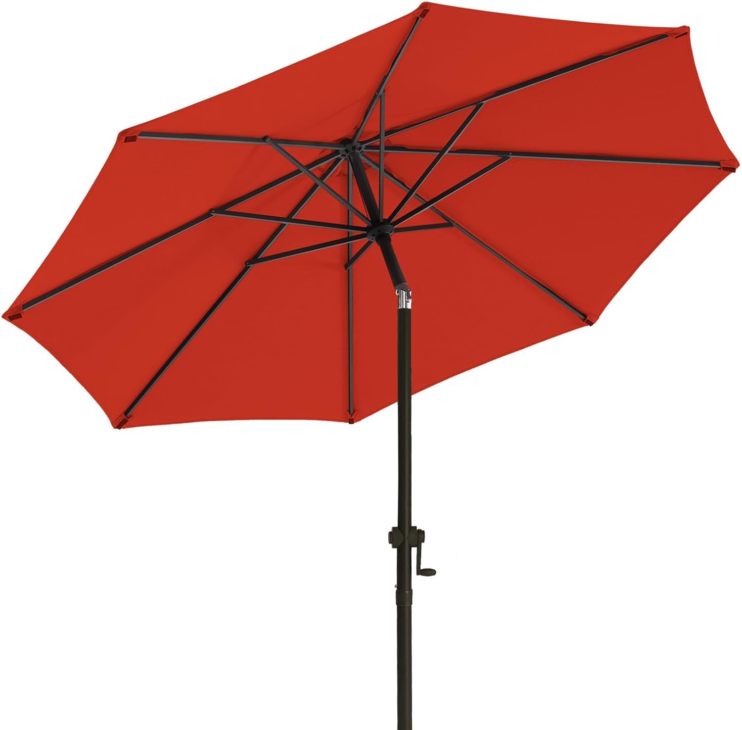 wikiwiki 11 FT Patio Umbrellas Outdoor Table Market Umbrella with Push Button Tilt/Crank,8 Sturdy Ribs, Fade Resistant Waterproof POLYESTER DTY Canopy for Garden, Lawn, Deck,Backyard & Pool,Bright Red