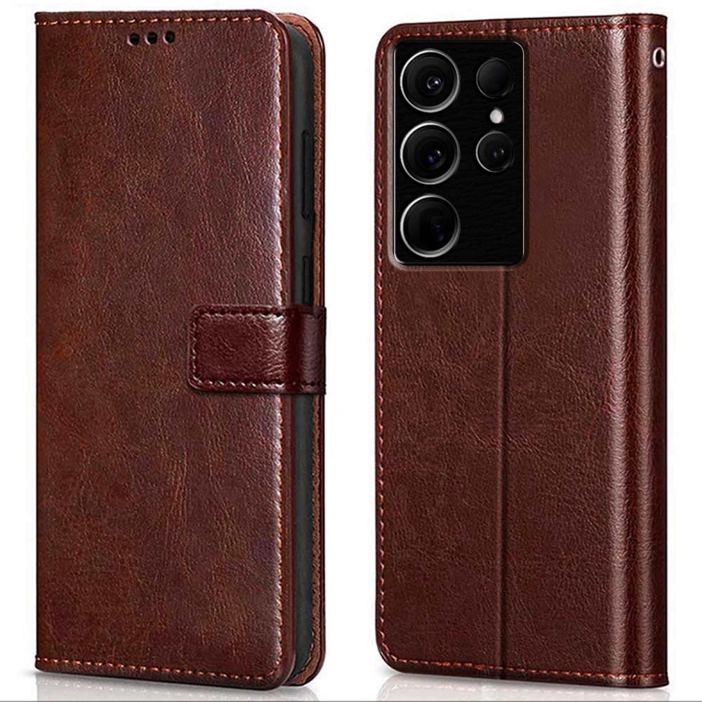 WOW IMAGINE Shock Proof Flip Cover Back Case Cover for Samsung Galaxy S23 Ultra 5G (Flexible | Leather Finish | Card Pockets Wallet & Stand | Chestnut Brown) (B0BTHYKT9H) Amazon Price History, Amazon Price Tracker