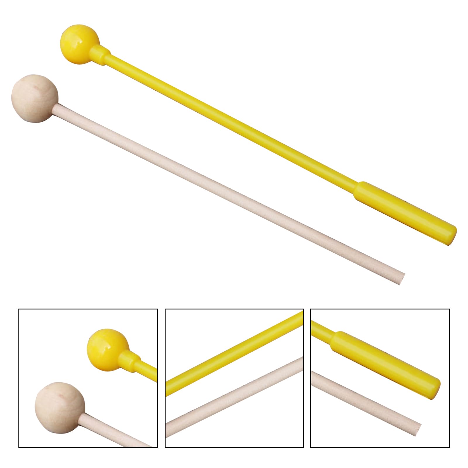 Maglio del Tamburo della Lingua, mazzuole per xilofono, Strumento a percussione, Set di 4 Bacchette in Legno per Bambini, mazzuole in legno per percussioni, Legno Campana Bacchette