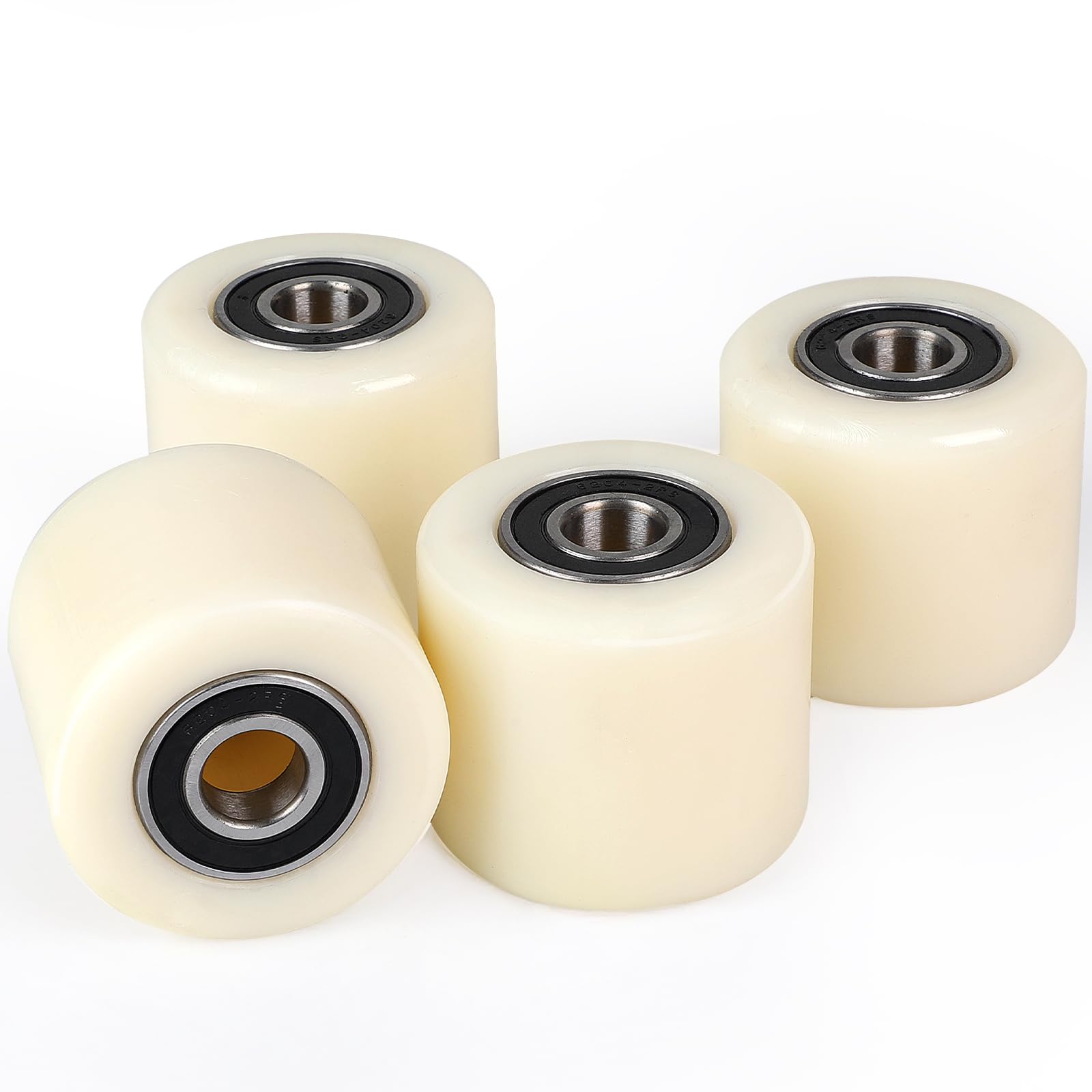 SWAWIS 4 pezzi Ruote Transpallet in Nylon 80 x 70mm Asse 20 mm con Cuscinetti a Sfera Ruota Carico Massimo 500 KG Ruote di Ricambio per Transpallet Manuale