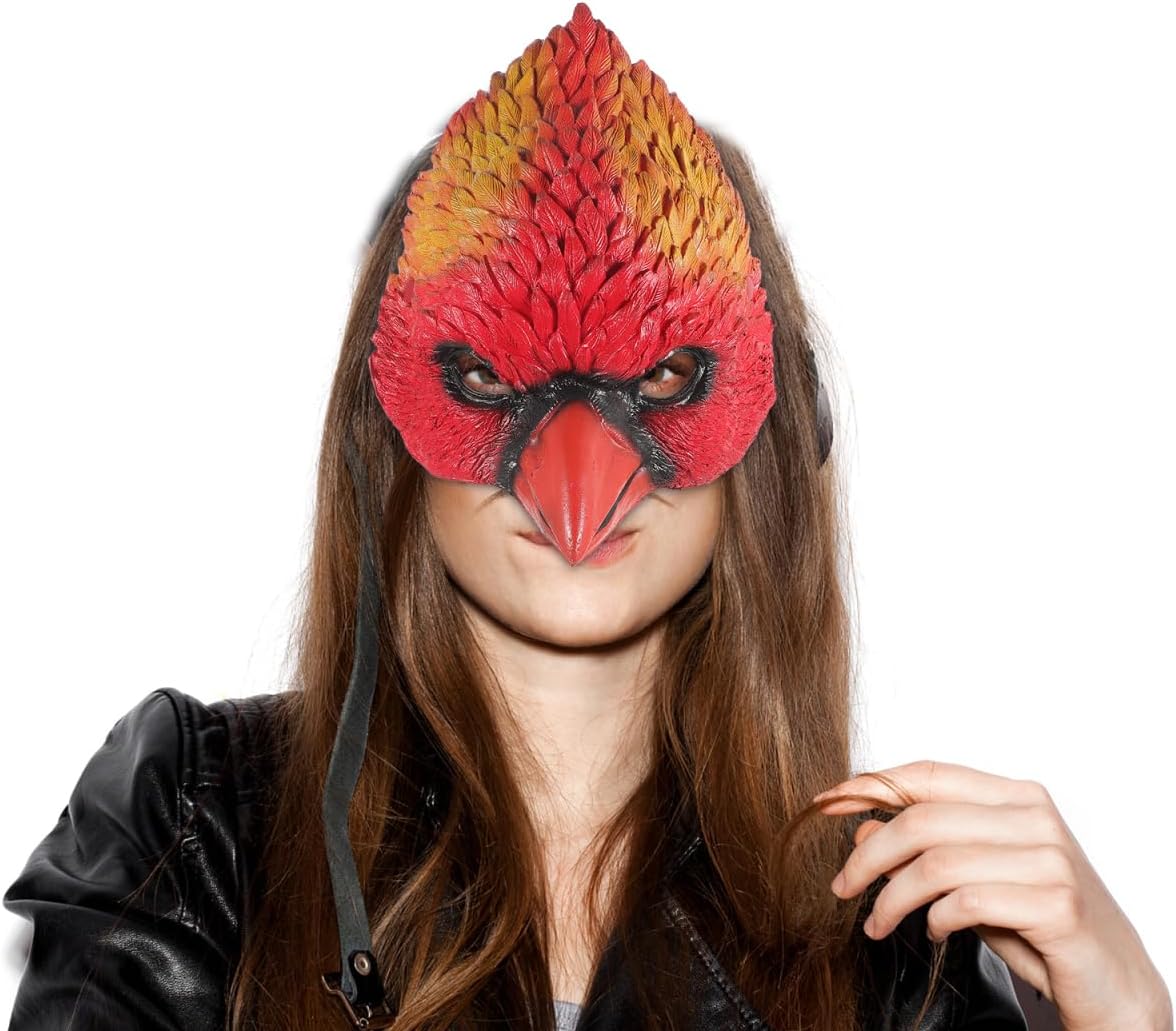 Bird Mask Realistic Animal Half Face Halloween Eagle Costume Carnival Party Dress up Party Costume - Carnival Bird Face Mask Craft for Halloween Dress up Red
