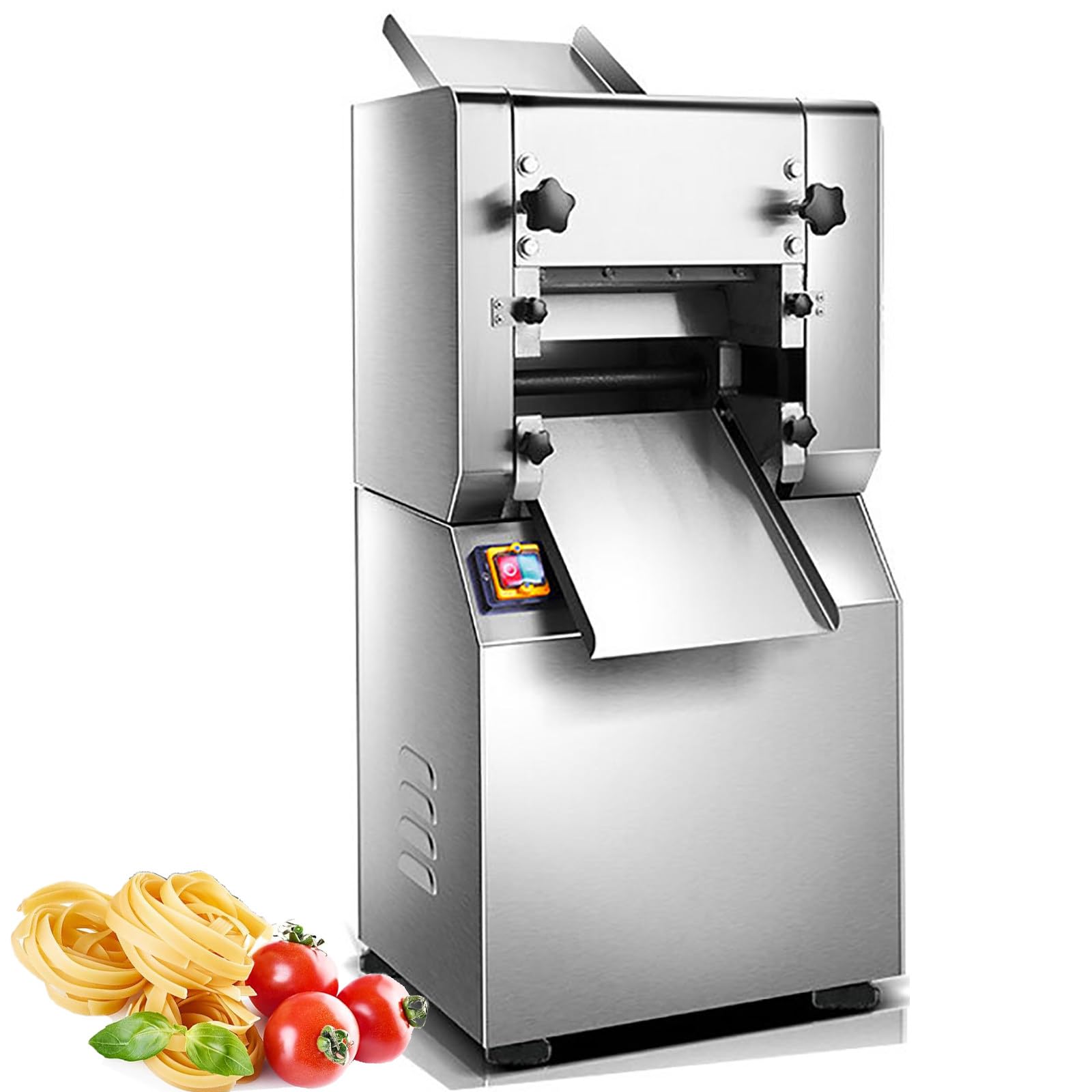 MáQuina para Hacer Masa con Rodillo EléCtrico, MáQuina para Hacer Pasta Comercial, MáQuina para Prensar Fideos para AlbóNdigas y Fideos con Cabezal de Corte de 1,5 mm/2 mm/3 mm,RoundNoodle-3mm