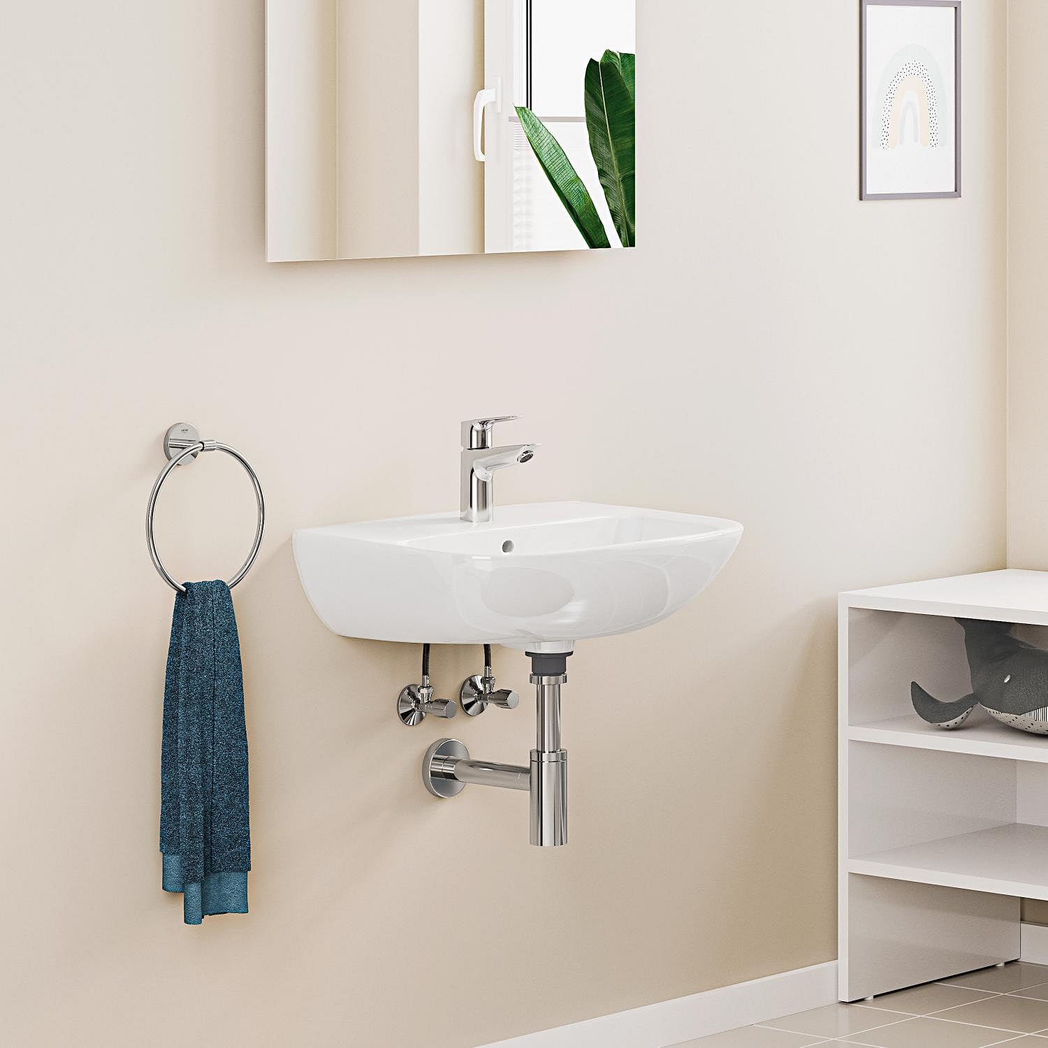 GROHE Robinet lavabo de salle de bains Start Edge, Mitigeur monocommande sans tirette de vidage, vidage clic clac inclus, mousseur économique d'eau, chromé, 23900001 (Import Allemagne)
