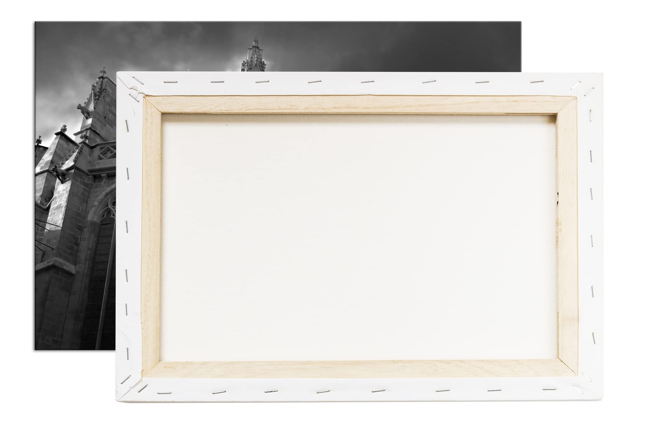 deyoli Gotycka katedra format: 75 x 50 cm efekt: czarny/biały jako obraz na płótnie, motyw oprawiony na ramie z prawdziwego drewna, wysokiej jakości druk cyfrowy z ramą