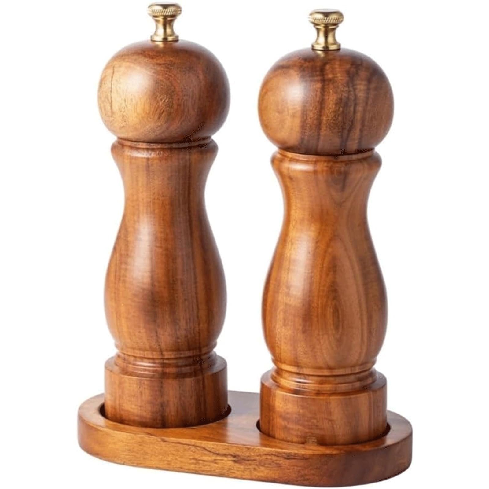 Macinapepe da Cucina Set macina Sale e Pepe con Base in Legno Macina Sale Marino per Mantenere la Bottiglia di condimento per macina spezie asciutta e Fresca