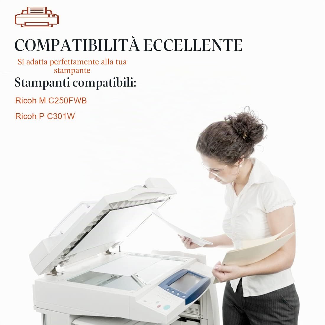 Compatibile Cartuccia di Toner per Ricoh M C250FWB P C301W Stampanti, 6900 & 6300 Pagine，408336 408337 408338 408339 ( BK/C/M/Y )
