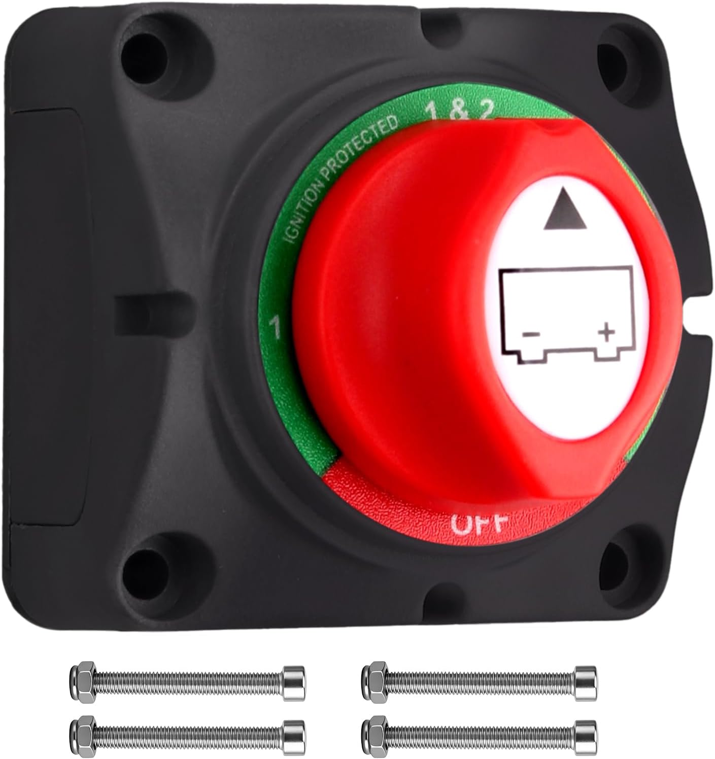 Battery Selector Switch 1-2-Both-Off,12V-48V 200A Heavy Duty Marine Disconnect Master Cutoff Switches Isolator,IP54 Waterproof 4 Position for RV,Boat,Truck,Car,Off-Road Vehicles