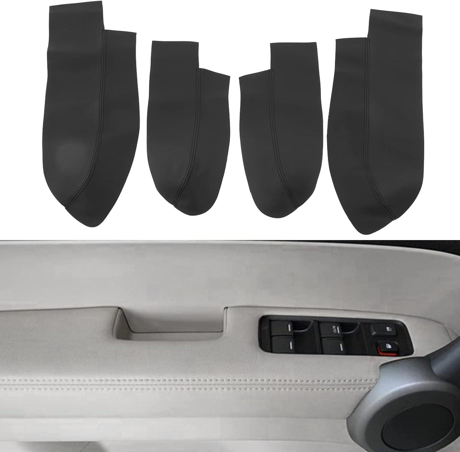Car Front Rear Door Panel Armrest Cover Soft Microfiber Leather for CRV 2007 to 2011 Easy Installation (Black),Headrests and armrests