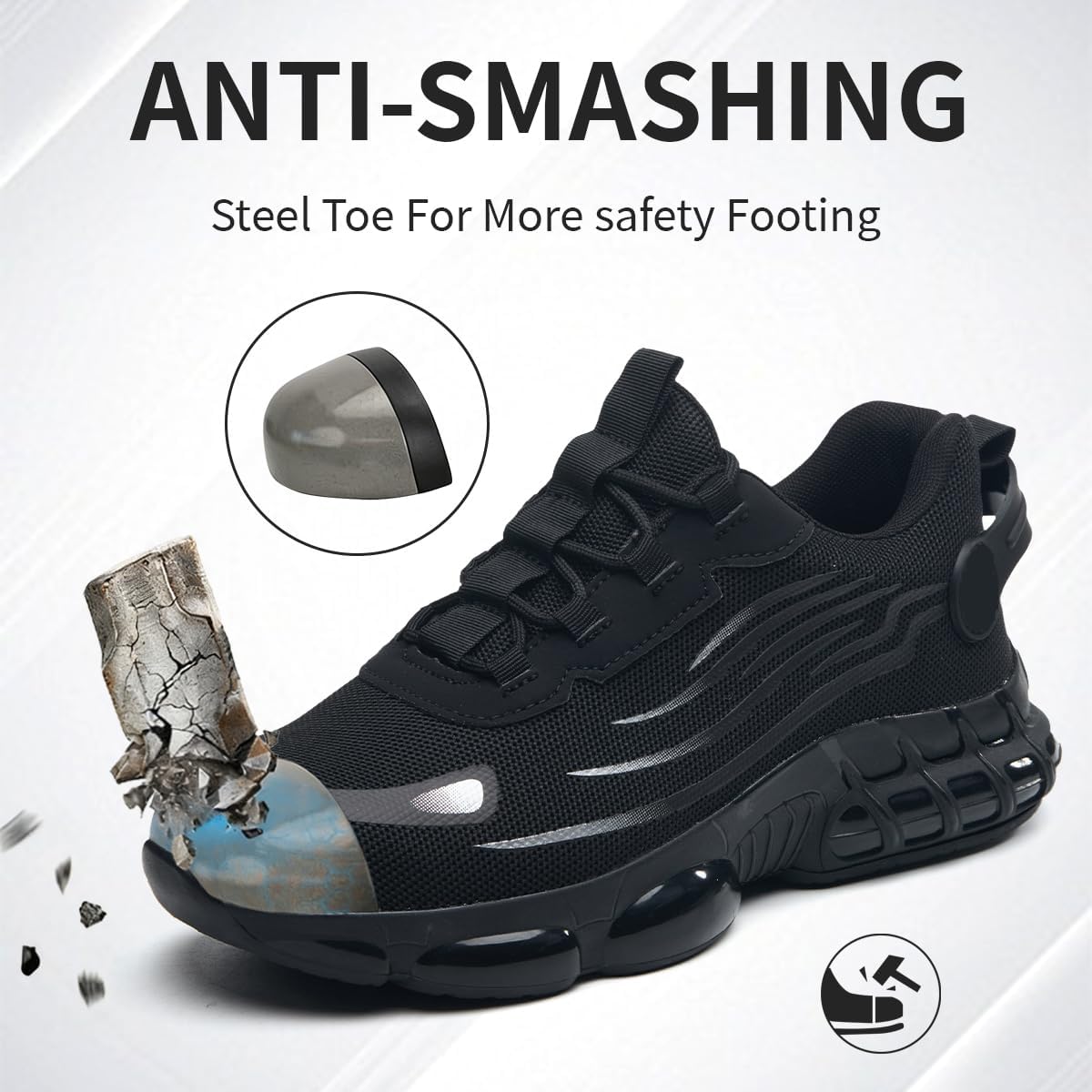 Mens Steel Toe Safety Work Shoes Trainers Sneakers Puncture Proof Anti Smashing Non Slip Breathable Comfortable Fashion