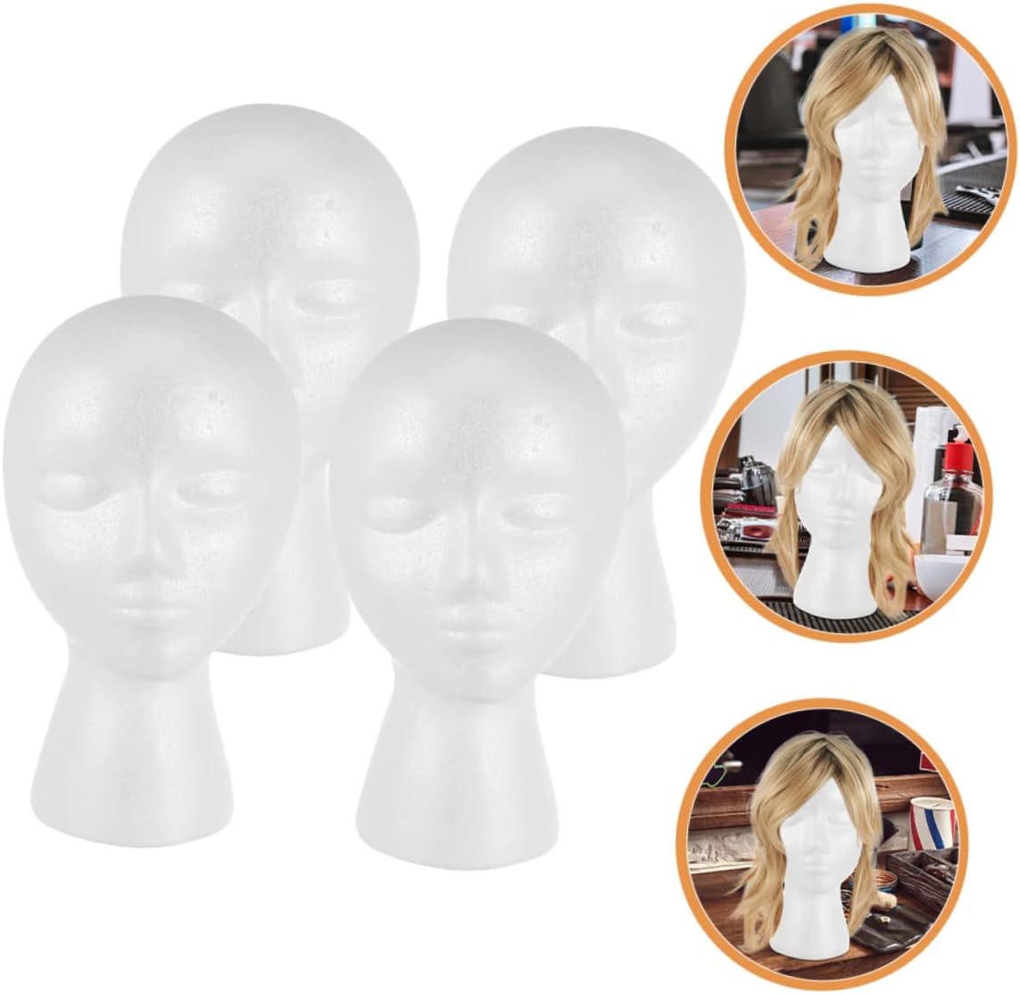4pcs Foam Mannequin Head Wig Display Foam Head for Salon Store Hat Display