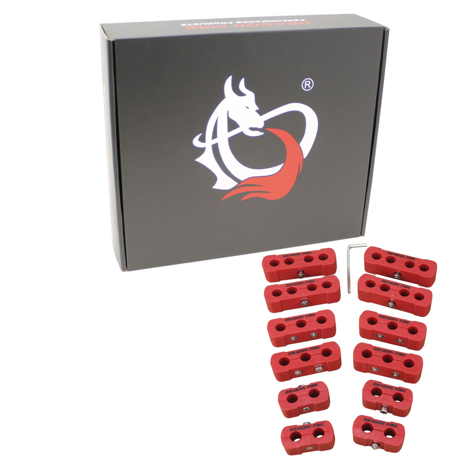 AIP Electronics Dragon Fire Race Series Universal Spark Plug Wire Loom Separator clamp Set Kit Compatible with All Plug Wires from 8.5mm to 10.2mm OEM Fit WS1001