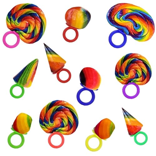 Crazy Fruit Candy Rings, Assorted Hard Candy Lollipops, Individually Wrapped (10-Pack) #TOP1