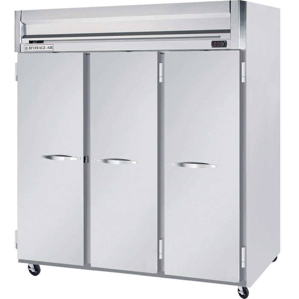 Beverage-Air HRPS3-1S 3 Door Top-Mount Reach-In Refrigerator | 74 Cu. Ft. by Beverage Air – Stainless Steel, Model HRP3-1S