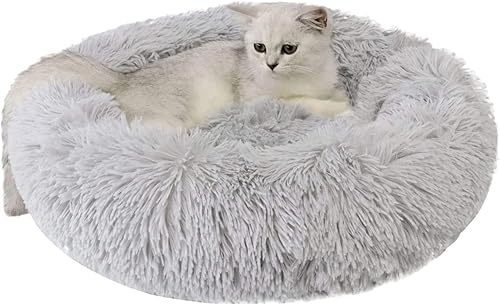 Miniatura 18 de Camas pequeñas para gatos de interior - Cama para gatos lavable de 16 pulgadas, camas para perros pequeños, cama antiansiedad redonda esponjosa de