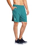 baleaf Men's 7' Running Shorts with Mesh Liner Zipper Pocket for Athletic Workout Gym Teal Medium