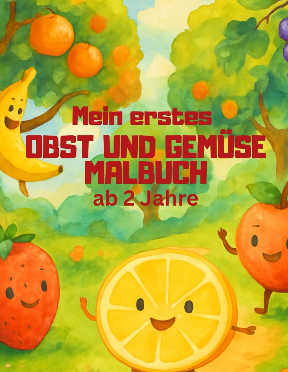 Mein erstes Obst und Gemüse Malbuch ab 2 Jahren: Einfache Obst und Gemüse Motive zum Ausmalen perfekt für kleine Künstler