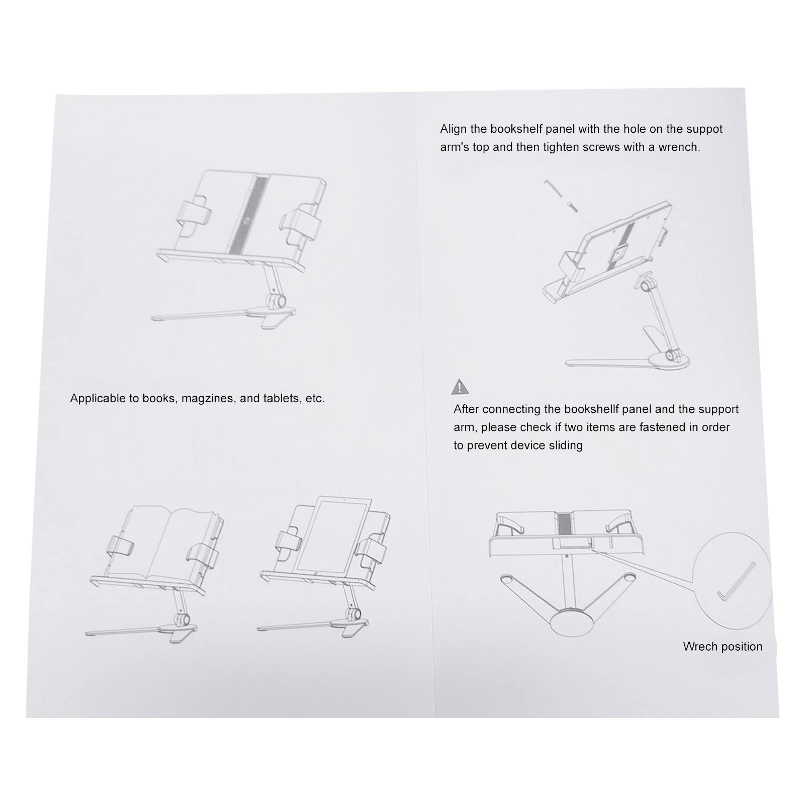 Support de livre réglable multifonctionnel argenté pour une lecture mains libres efficace, adapté à tous les âges, à domicile, au bureau et en classe