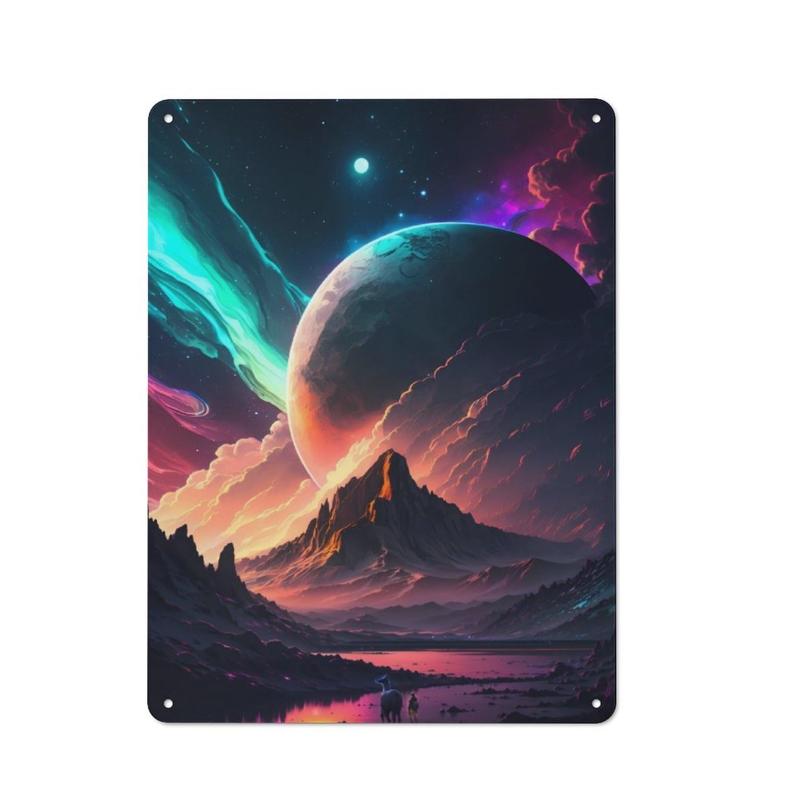 Junmoney Aurora Cosmic Dawn Metal Plaque 40X30cm With For Garage Wall, Vintage Decor, For Vintage Wall Decor Fans, For Metal Sign Collectors