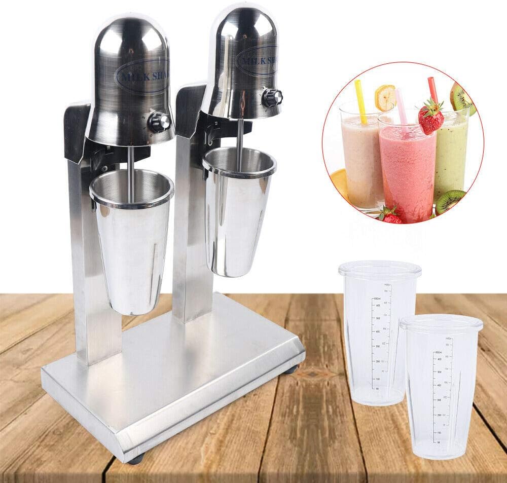 Double Head Milkshake Machine, 110V 560W Commercial Stainless Steel Milk Shake Machine 10000r / min or 14000r / min Milkshake Maker