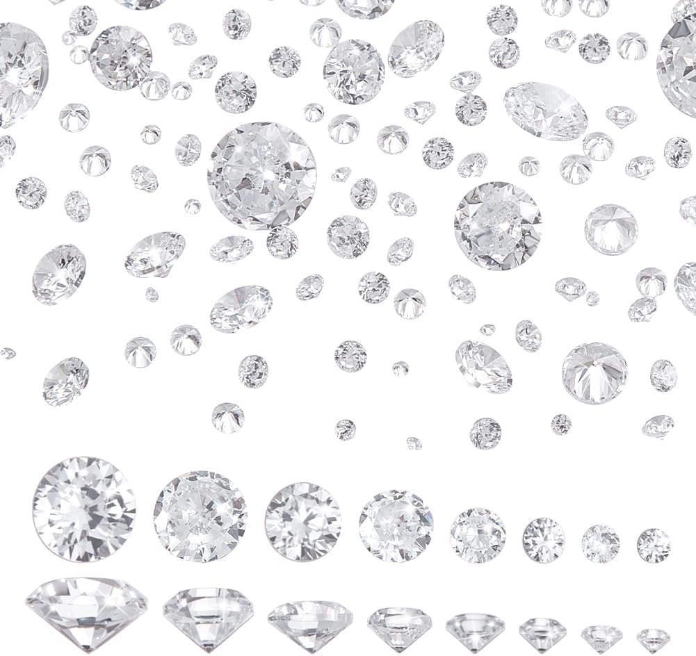 1400pcs Clear Cubic Zirconia Stone, 8 Sizes Grade A Faceted CZ Diamante Rhinestone Gems with Pointed Back Cabochons for Ring Earring Bracelet Nail Art Jewelry, 0.8/1/1.5/2/2.5/3/4/5mm