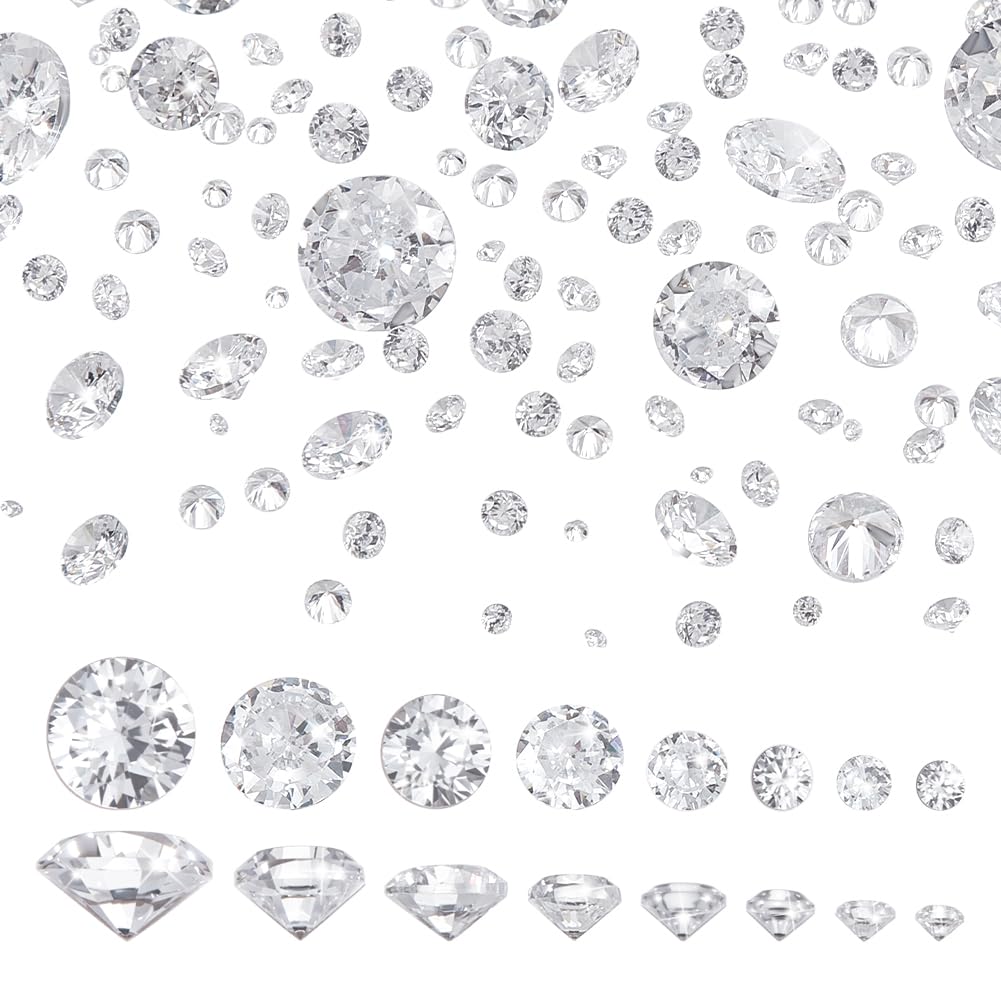 PH PandaHall8 Sizes Clear Cubic Zirconia Stone, 1400pcs 0.8~5mm Grade A Faceted CZ Diamante Rhinestone Gems with Pointed Back Cabochons for Ring Earring Bracelet Nail Art Jewelry Making