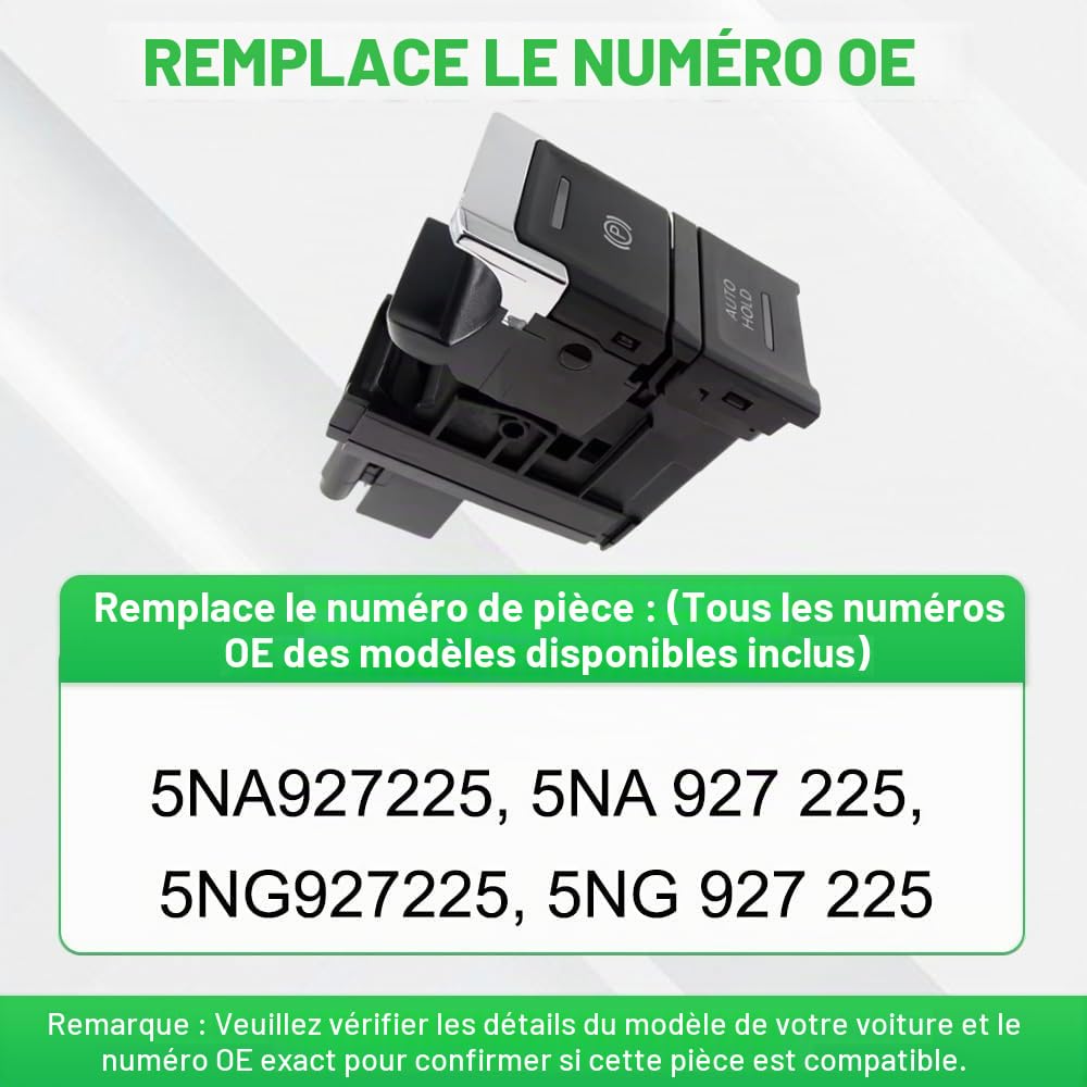 Bouton de commande de frein à main électronique Kacepar compatible avec Volkswagen Tiguan 2017–2024 5NA927225