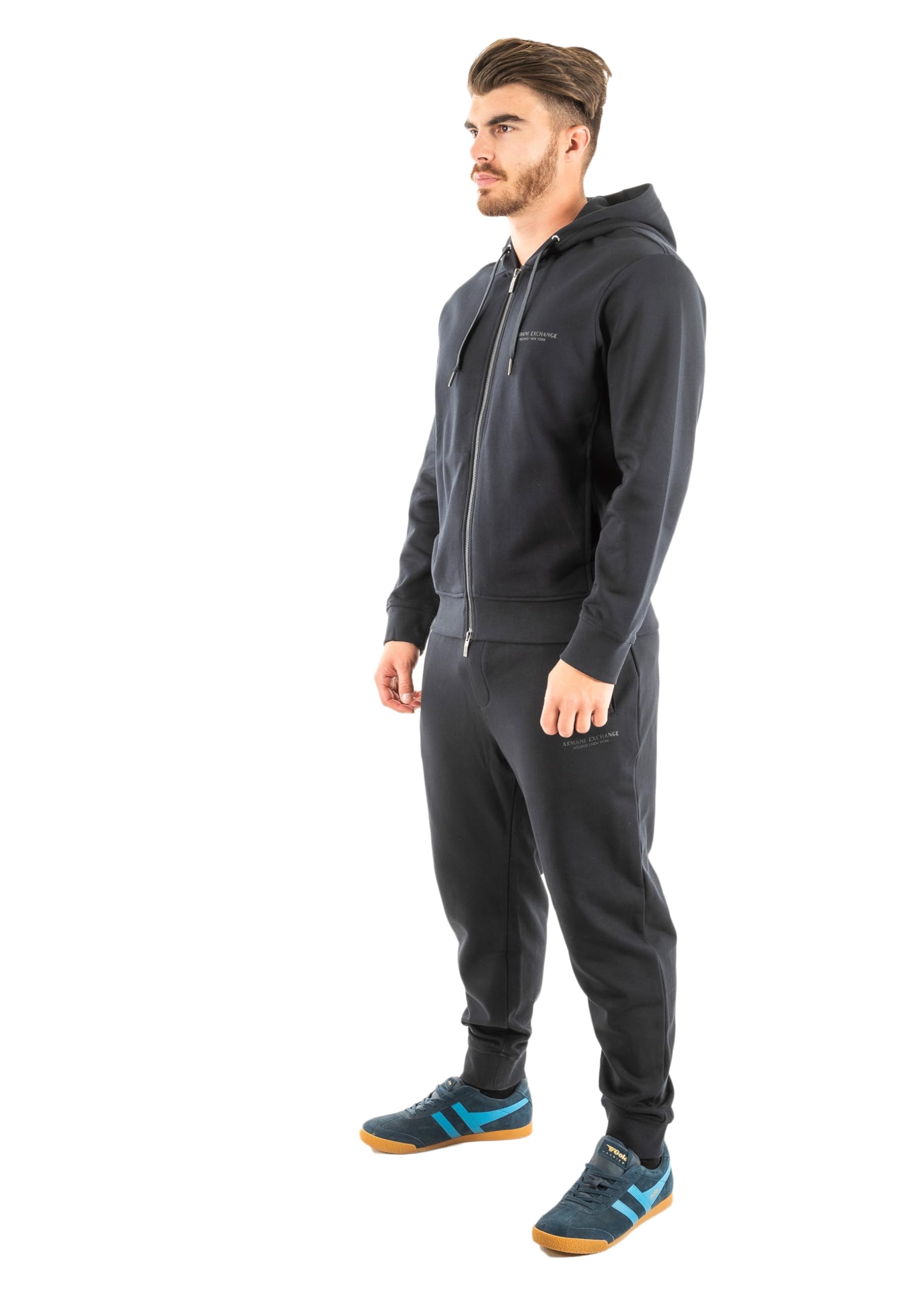Armani Exchange Men's Blue Zip-Throughs, L, Full Zip Hoodie