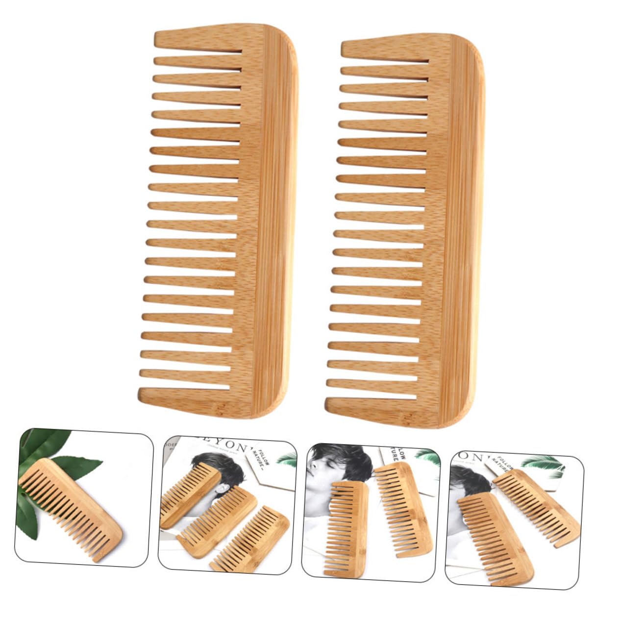 Beavorty 8piezas Peine De Madera Antiestático De Doble De Peines Para Masaje y Para Mujeres y Estimula La Circulación Sanguínea y Reduce El Frizz