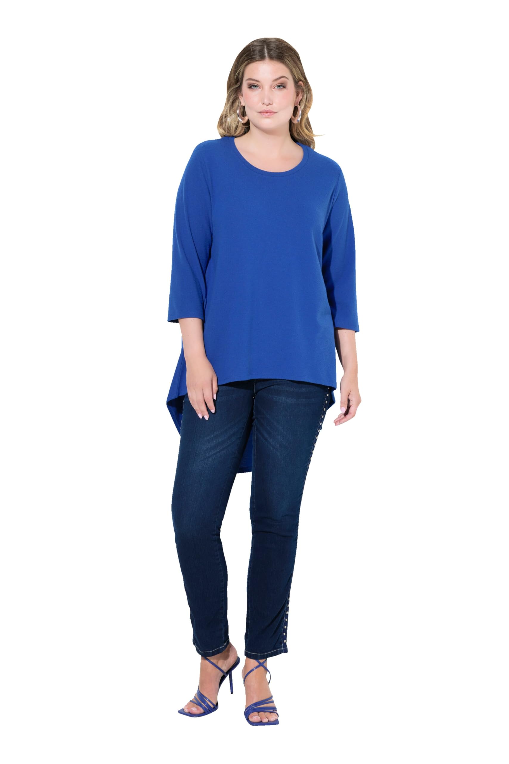 MIAMODA Damen große Größen Übergrößen Plus Size Pullover, A-Linie, gerundeter Saum, 3/4-Ärmel 834120