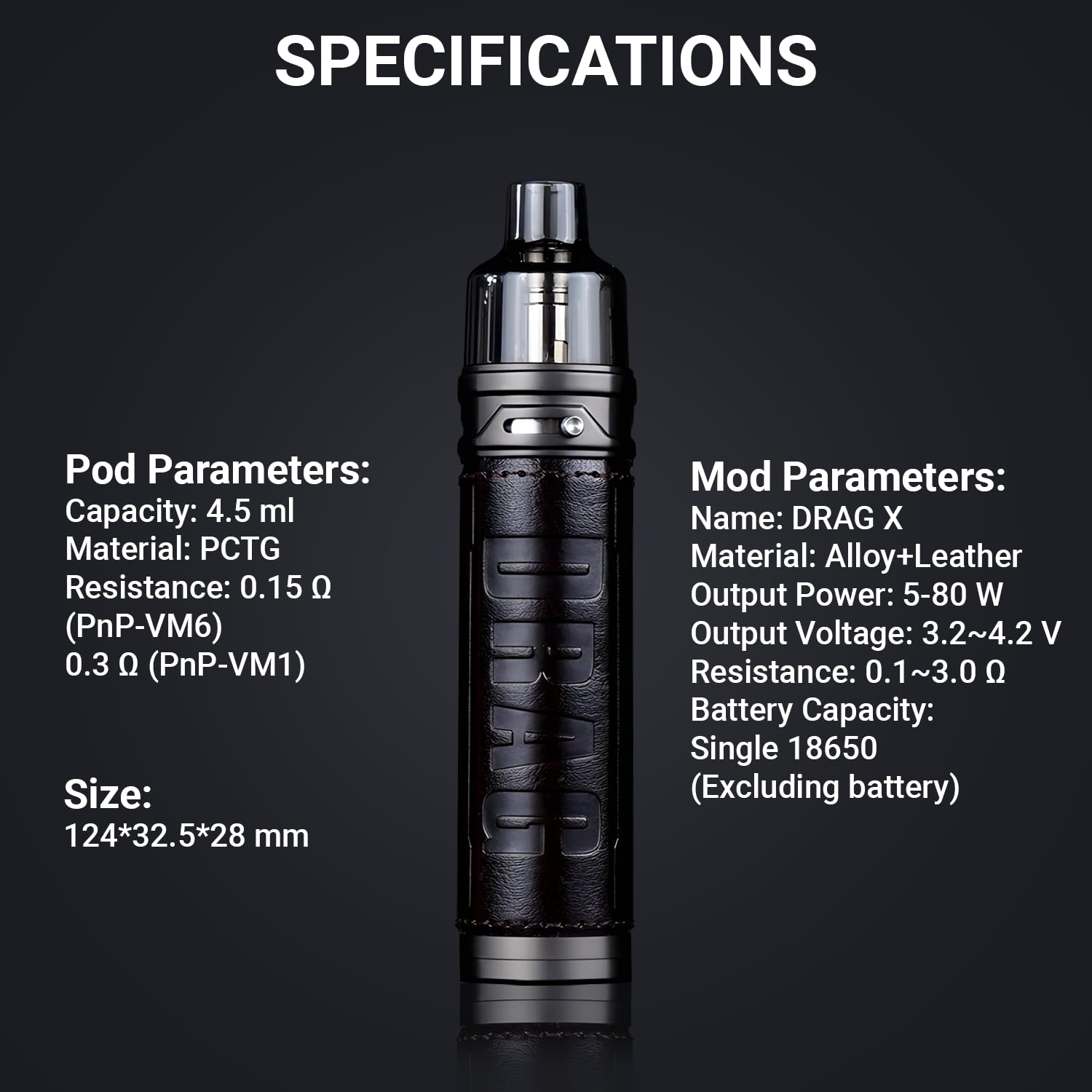 VOOPOO Drag X 80W Pod Kit - E Cigarettes Vape Kit, chesnut Design, 2mL  Capacity, No Nicotine, Battery Not Included - Premium Classic Voopoo Vape  for Enhanced Performance.: Amazon.co.uk: Electronics & Photo