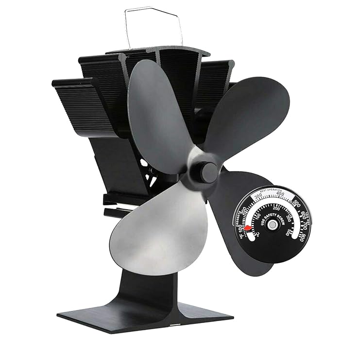 Buy Fireplace Fans with Thermometer, 4 Blade Aluminium Silent