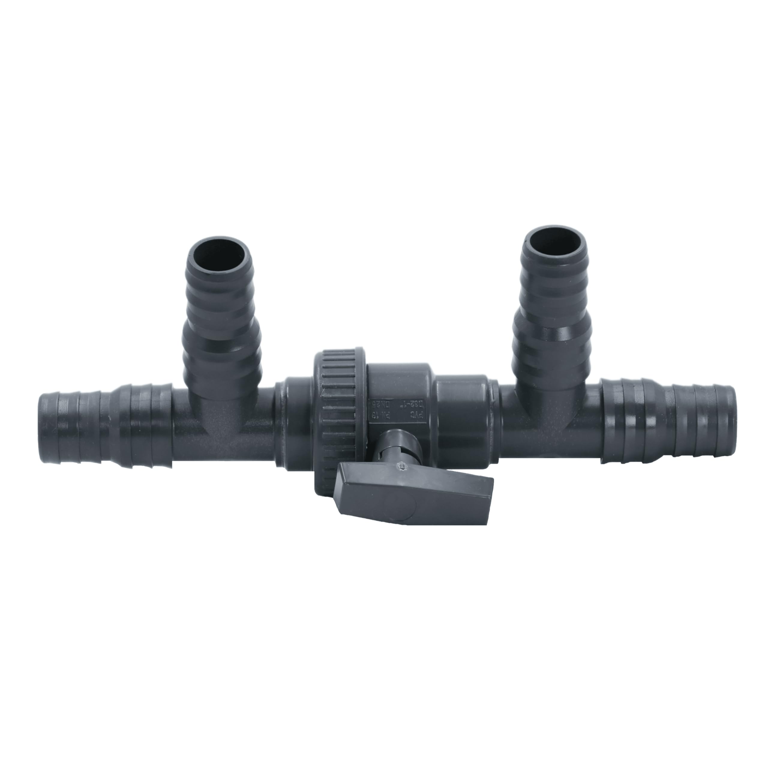 HAF 3 Wege Solarweiche / 3 Wege Ventil mit Absperrhahn | 2-Teiliges Bypass Set mit 32mm & 38mm Schlauchtüllen zum Anschluss von Solarkollektor, Poolheizung, Wärmepumpe, Heizmatte oder Sandfilteranlage