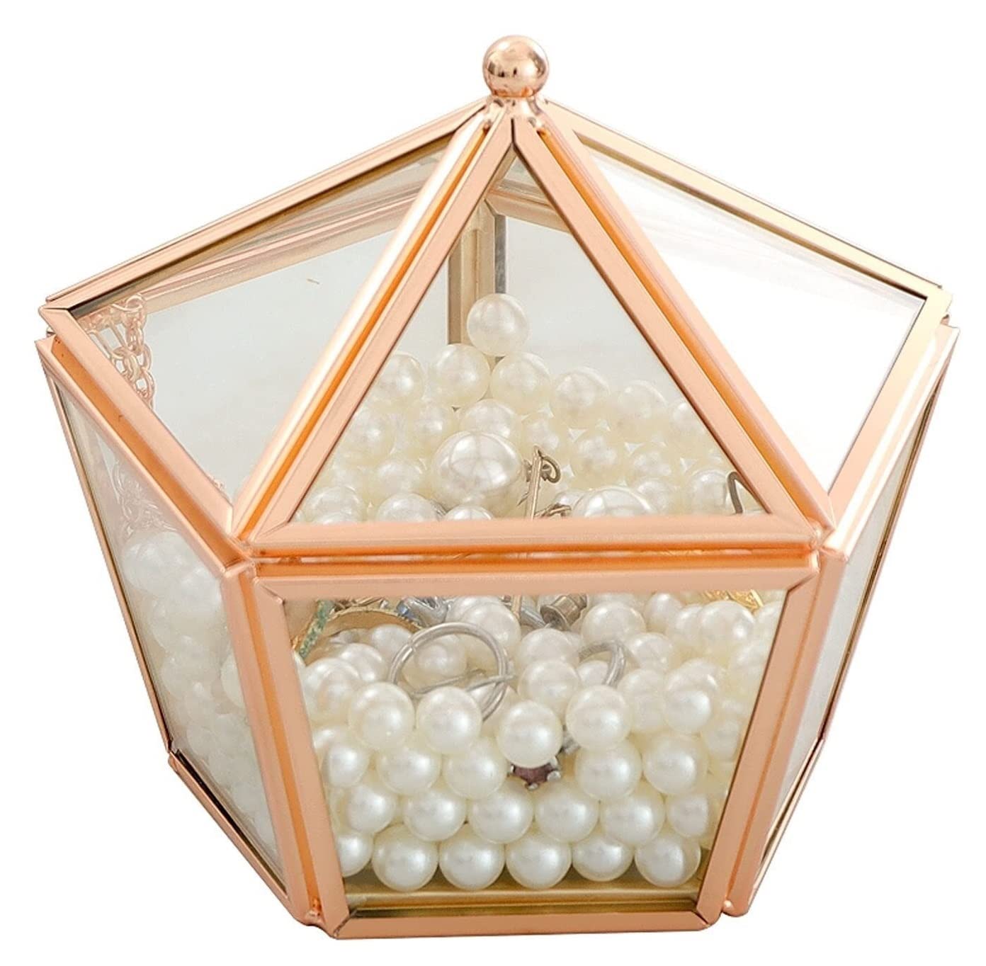 Portagioie Donna Portagioie In Vetro Custodia Per Organizzatore Di Display Per Gioielli Geometrici Vintage Scatola Decorativa Per La Casa Per L'orecchino Dell'anello Del Gingillo Porta Gioielli