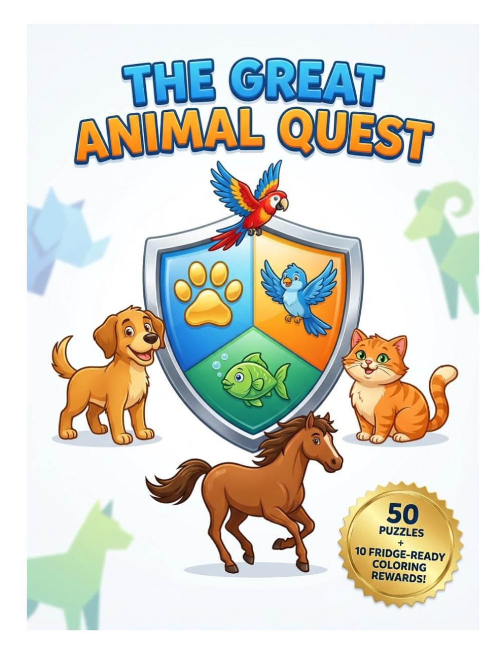 The Great Animal Quest: Word Searches & Coloring Rewards: 50 Animal-Themed Word Search Puzzles for Kids Ages 6-10 with 10 Bonus Coloring Rewards