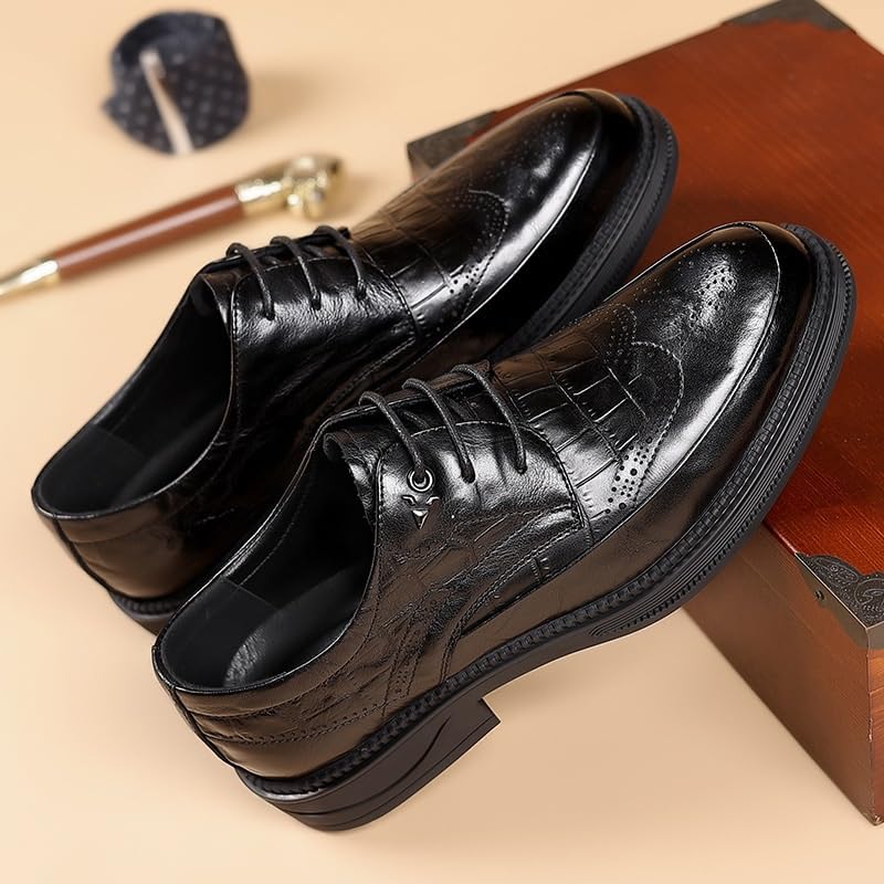 Men Platform Oxford Shoes Lace-up Tuxedo Synthetic Leather Block Heel Height Increasing Uniform2