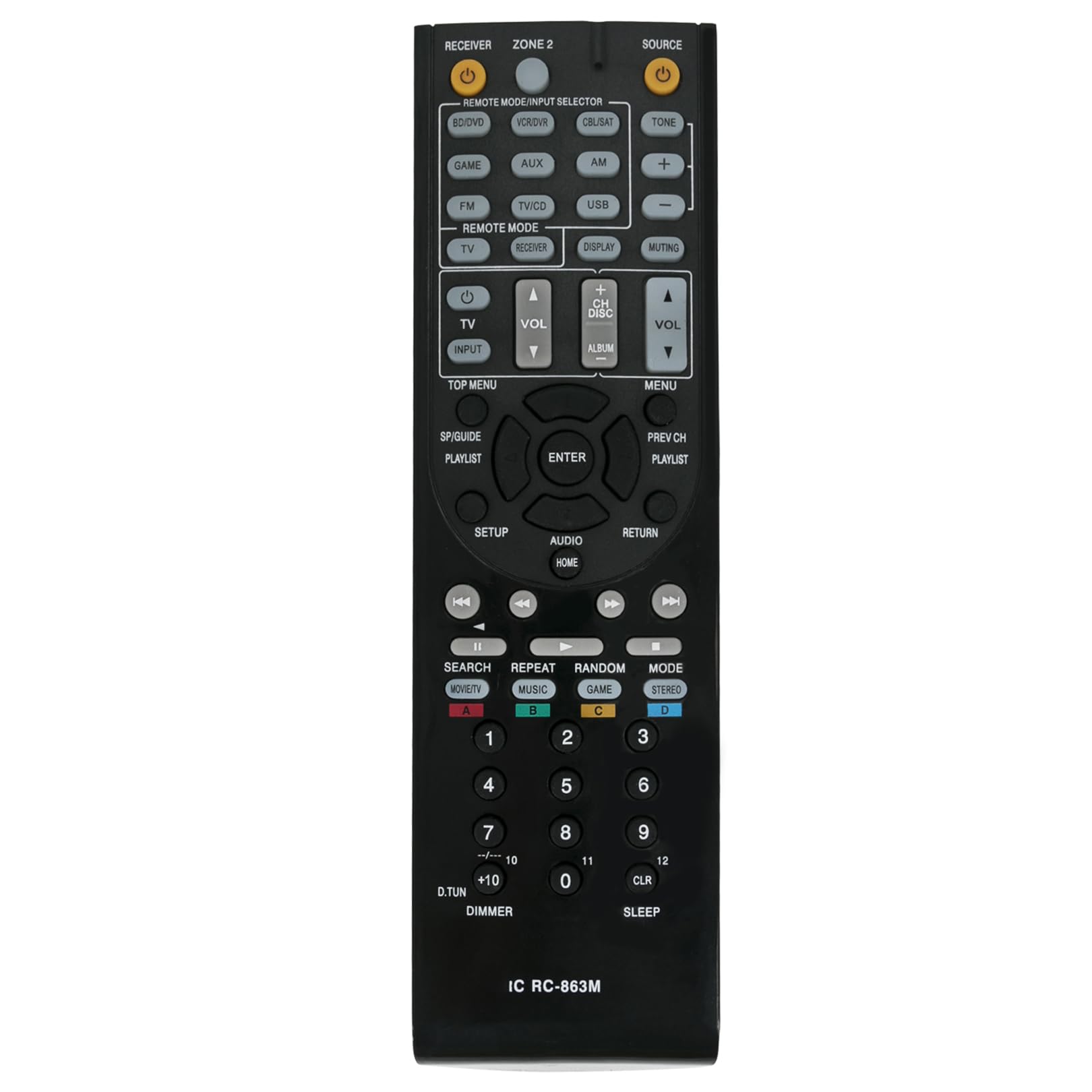 RC-863M Replace Audio Video Remote Control Compatible with Onkyo AV Receiver HT-R592, HTR592, HT-R2295, HTR2295, HT-S5600, HTS5600 Home Theater